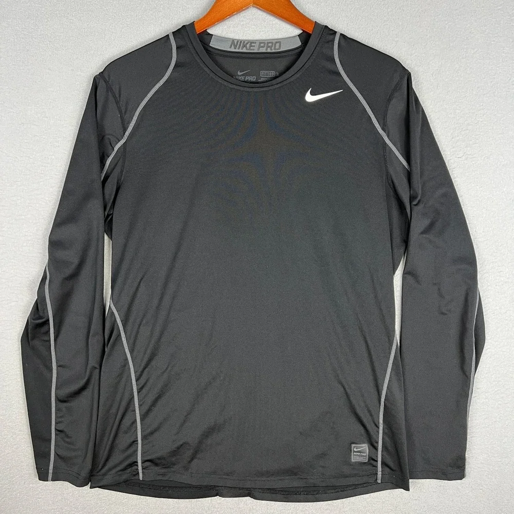 Nike Pro Shirt Mens Large Cool Fitted Long Sleeve Running Training Stretch Vent